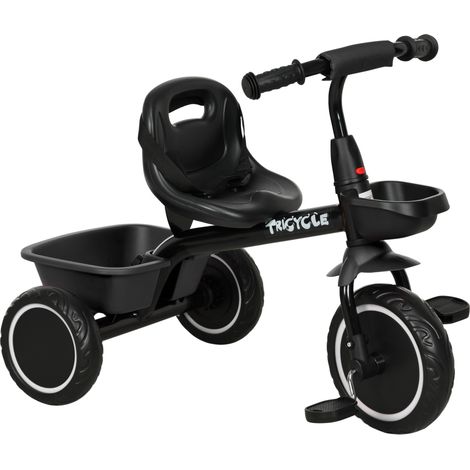 Tricycle pour enfants de 2 à 5 ans avec siège réglable, pédales et paniers, noir,Voiture électrique (1/5)