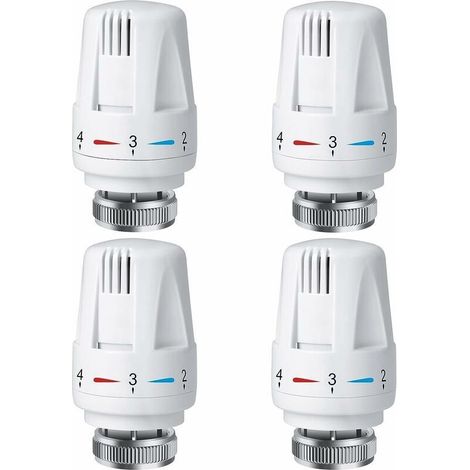 Lot de 4 têtes de radiateur thermostatiques, TRV M30 x 1,5, vannes de radiateur thermostatiques pour systèmes de chauffage domestiques et de bureau (1/5)