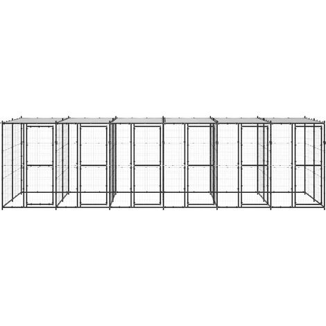 Maison Exclusive - Outdoor-Hundezwinger Stahl mit Überdachung 14, (1/5)