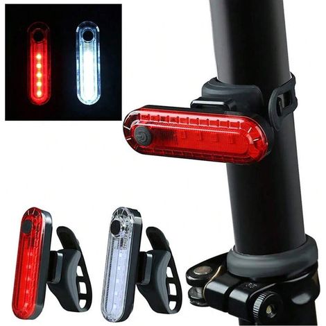 1pc Feu arrière de vélo, feu de cyclisme nocturne LED haute luminosité, feu arrière de sécurité pour vélo de montagne, rechargeable USB et étanche, rouge