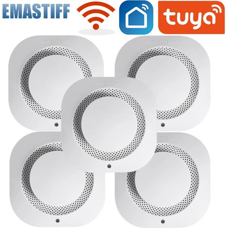 (Lot de 5) Détecteur de fumée intelligent WiFi - Alarme 90 dB - Protection de sécurité - Notification via application (1/5)