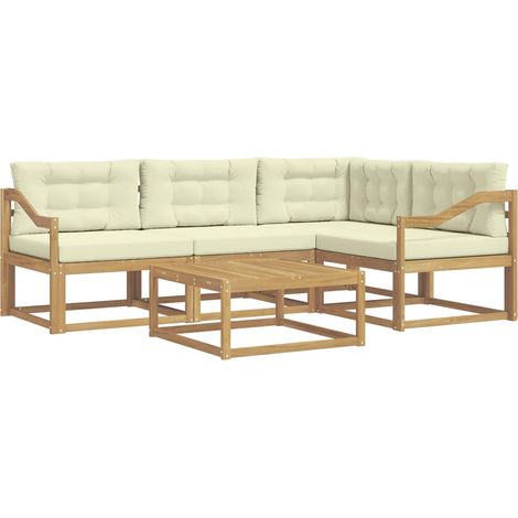 Conjunto de sofás de exterior 5 pcs Blanco y Crema vidaXL
