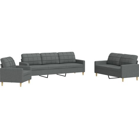 Maison Exclusive - Ensemble de canapés 3 pcs gris foncé tissu (1/5)