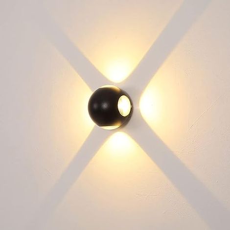 ALPINALUZ Aplique de Pared LED IP44 12W 2700K Lámpara de Pared de Metal Negro Impermeable, Iluminación para Exteriores, Foco de Pared de Aluminio para Porche y Sala (1/5)