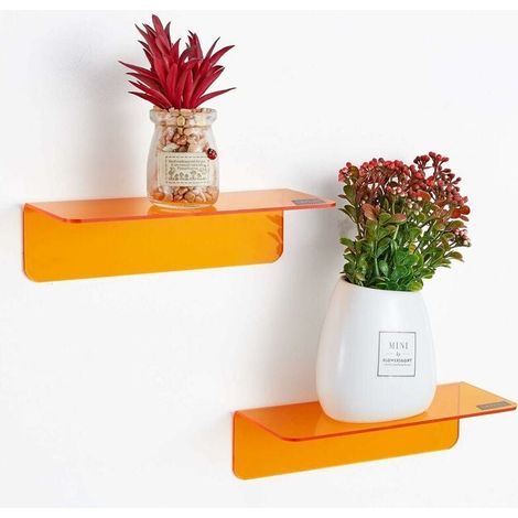 selbstklebende Acryl-Wandregale, schraubenlose Montage, optimierter Wandstauraum – Mini-Regal zum Selbstkleben fürs Badezimmer, Orange (1/5)