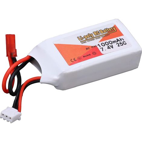 Batterie Lipo Rechargeable Longue Durée 7.4V 1000mAh, pour Voitures RC, Bateaux, Hélicoptère, Petite et Légère, Blanche, 1 Pièce (1/5)
