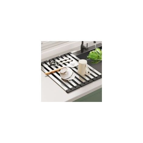 Abtropfgestell, Abtropfgestell aus Edelstahl über der Spüle, faltbares Küchenabtropfgestell, hitzebeständig für Tassen, Obst und Gemüse-Crezuo
