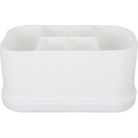 Boîte de rangement - Porte-brosses à dents à 5 compartiments - Organisateur de brosses à dents avec trous de drainage - Porte-brosses à dents en silicone avec ventouse - Salle de bain (1/5)
