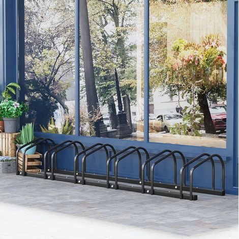 Range-vélos 6 places acier noir 179 x 33 x 27 cm HAVRYA (1/3)