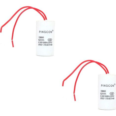 2Pcs CBB60 AC 450V 12UF Condensateur de Fonctionnement du Moteur de Cylindre conducteur 2 Fils (1/5)