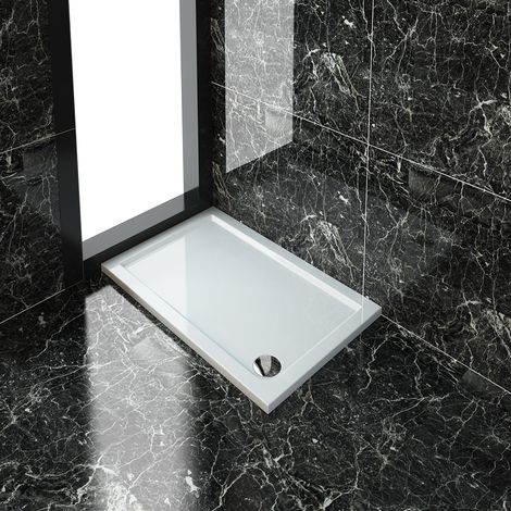 ELEGANT 1100 x 700 x 40 mm Rectangular Low Profile Shower Tray White Shower Base Tray for Shower Enclosure Bathroom with Waste Trap (1/5)