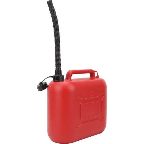 10-Liter-Benzinkanister in Rot, feuerfester ABS-Tank mit selbstentlüftendem Auslauf, für Rasenmäher, Kettensäge und Gartengeräte. (1/5)