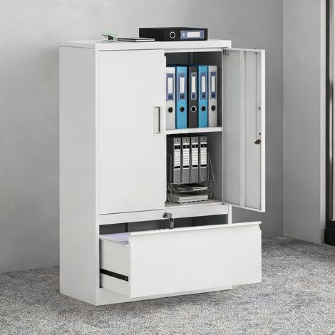 Meuble de rangement de bureau bianco en acciaio 80 x 40 x 130 cm (1/5)