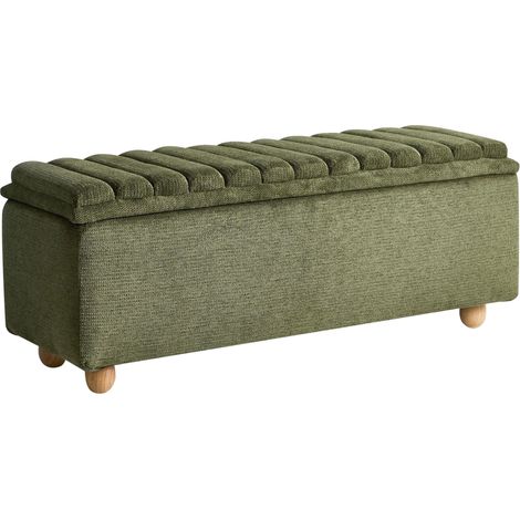 Storage Bench Green Fabric Upholstery Modern Design Scandi Style Living Room Bedroom SALIDA (1/5)