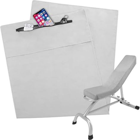 Serviette de sport douce (120 x 50 cm) avec poche zippée pour femme et homme – Crossfit, cardio, cyclisme, musculation, camping, randonnée (gris) (1/5)