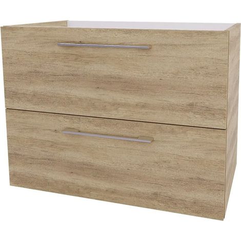Meuble Sous Vasque de Salle de Bain 80cm AQUANCE Media26145 2 Tiroirs Chêne Nebraska Naturel - A2370895 (1/2)