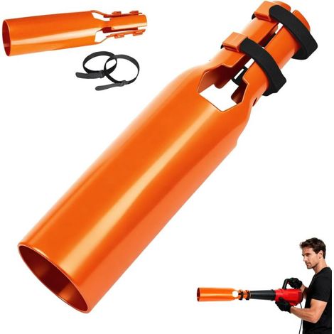 Air amplifier for leaf blower, advanced attachment-on accessory, instantly boosts airflow, for 2-4 inch circular nozzle, orange (1/5)
