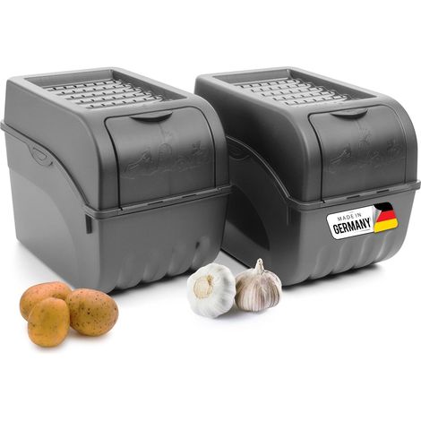 Lot de 2 boîtes rangement pommes de terre 9 L gris anthracite