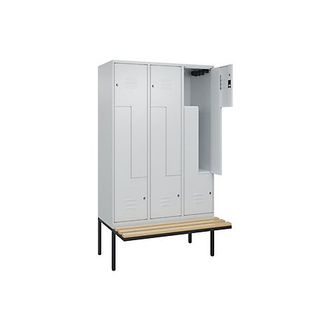 C+P  Armadietto a Z Classic PLUS con panca  3 scomparti 