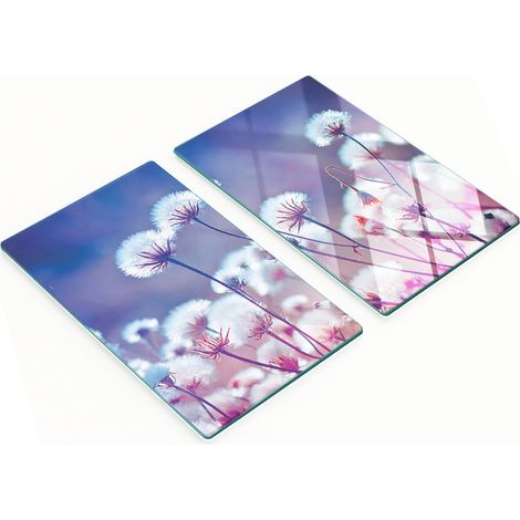 Taglieri decorativi in vetro temperato con motivo fiori di prato, 2x30x52 cm (1/5)