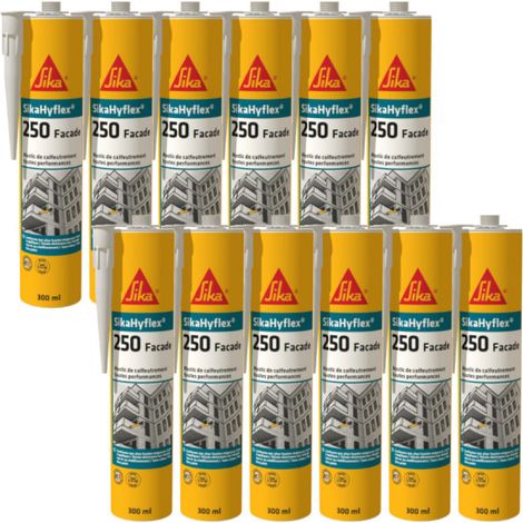 Lotto di 12 SIKA SikaHyflex 250 Sigillanti per facciate ad alte prestazioni - Grigio calcestruzzo - 300ml