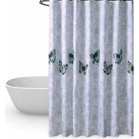Tenda da doccia 80 180cm Impermeabile Anti-muffa Anti-batterico Inodore Poliestere Ganci Bagno Tende da bagno Motivo a farfalla