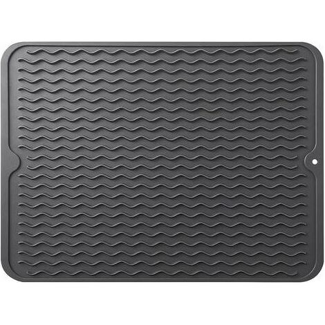 Tapis de séchage à vaisselle, égouttoir à vaisselle en silicone à séchage rapide, tapis de planche pour accessoires de table de comptoir de cuisine, tapis d'égouttage de vaisselle résistant à la chale (1/4)