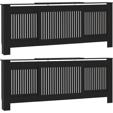 Cache-Radiateur 2 pcs Noir 205 x 20,5 x 81,5 cm