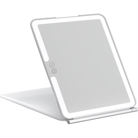 Miroir maquillage blanc LED rechargeable USB, écran tactile, 1000mAh, portable pour voyage, lumière douce (1/5)