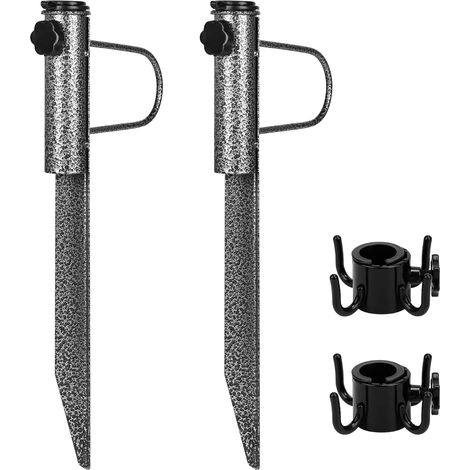 Support de Parasol en Acier, Pied de Parasol métal, Douille de Sol pour Le Jardin, pour Aux Mâts de Parapluie d'un Diamètre de 20 à 35 cm, Noir (1/5)