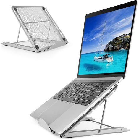 Support Pour Ordinateur Portable - Support Ergonomique Réglable Avec Aération - Compatible MacBook Air Pro PC iPad Tablet 7 À 14 Pouces - Argent - 1 Pièce