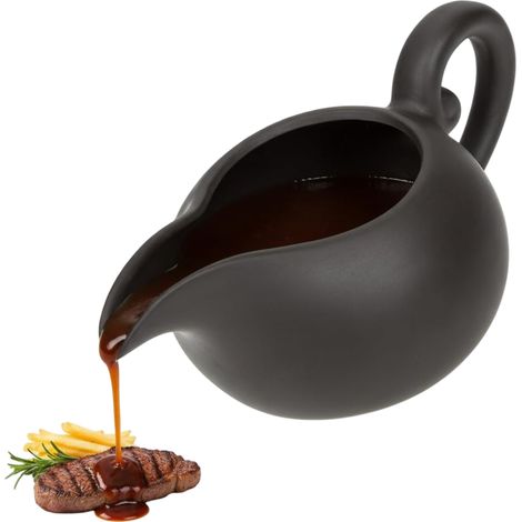 Brocca salse in ceramica, stile retro, nero, 150ml (1/5)