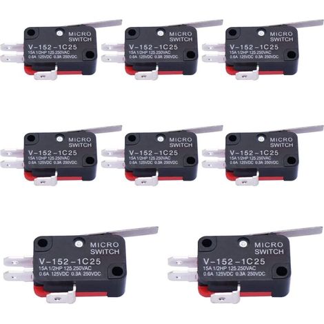 10 pezzi Micro Interruttore Braccio Corto Cerniera Leva Dritto SPDT Azione Rapida Interruttore di Finecorsa per Arduino V-152-1C25