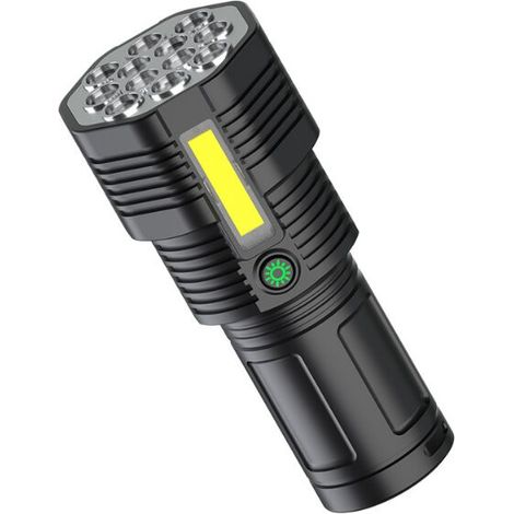 GROOFOO Lampe de poche à lumière forte à LED USB lampe de poche à lumière forte à charge rapide intelligente avec lampe de poche extérieure à lumière latérale (1/5)