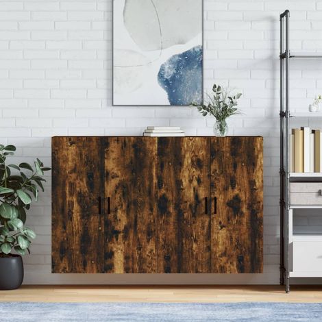 vidaXL Wall Mounted Cabinets 2 pcs Smoked Oak 69,5x34x90 cm (1/5)