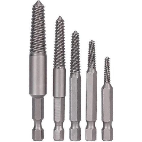 Outil de perçage pour vis et goujons (lot de 5) : extracteur de vis cassées à tige hexagonale et outil d'extraction de boulons à denture fine endommagés.-AquaForge (1/4)