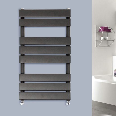 WarmeHaus Flat Panel Anthracite Bathroom Heated Towel Rail Ladder Radiator Warmer 800x450mm (1/5)