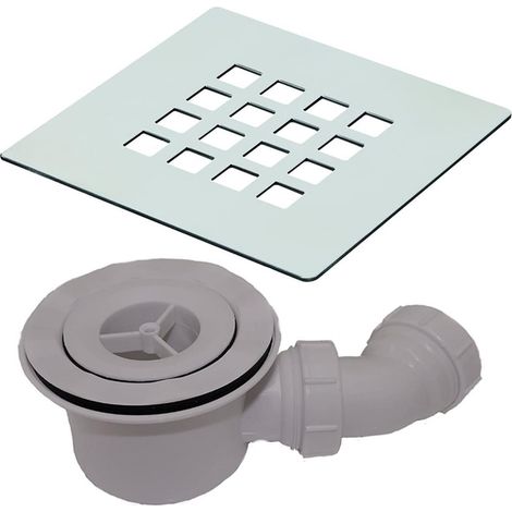 MX 90mm Square Grill Grid Shower Waste High Flow Chrome Trap for Shower Tray X2X (1/4)