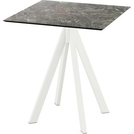 Table de bistrot Infinity avec piètement blanc + plateau HPL noir 70x70 cm