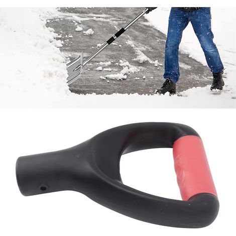 Manche de pelle en plastique épais et renforcé avec poignée et prise incurvées, diamètre intérieur de 3,2 cm, noir. (1/5)