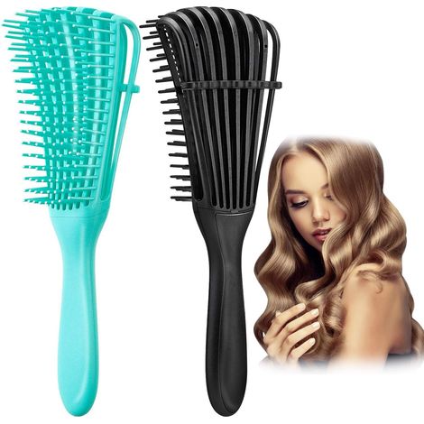 Brosse Démêlante, Cheveux Bouclés Démêlant Peigne, Brosse Démêlante pour Cheveux Naturels, Huit Peigne de Griffe, Démêlant Cheveux pour Cheveux Humides/Secs/Longs Epais Bouclés (1/3)
