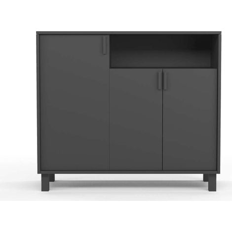 Recibidor zapatero 3 puertas Modelo 520 acabado grafito. 88 cm (alto) x 100 cm (ancho) x 37 cm (prof.) (1/5)
