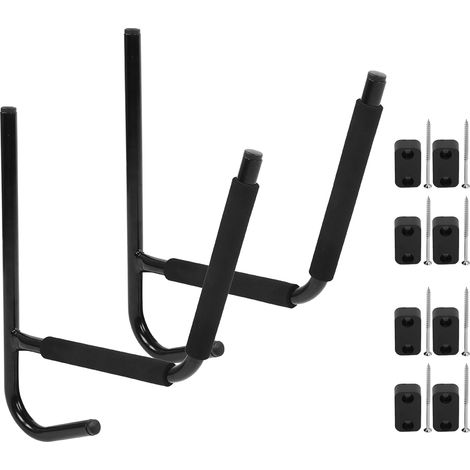 Porte-mural métallique pour kayak, canoë, paddle, surf : support de rangement mural noir, 1 paire, accessoire pour garage (1/5)
