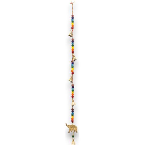 Campanas Indias - Elefante de LatÃ³n con Cuentas de Chakra Campanas de Cuerda - 53cm