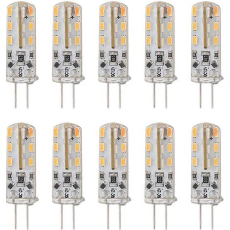 10 pièces G4 LED ampoule 1.5W DC12V blanc chaud 3000K 110LM Bi broches ampoules LED pour armoire éclairage cour (1/4)