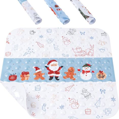 Duschmatte rutschfest 53x53cm quadratisch mit Weihnachtsmotiv, blau-weiß (1/5)