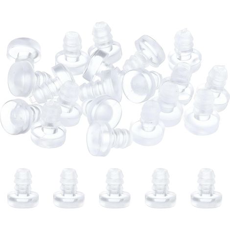 20 x Glass Table Protectors with Rod, Non-Slip Plastic Grippers for 5 mm Hole, Furniture Slides, Foot Caps Covers (Transparent) (1/5)