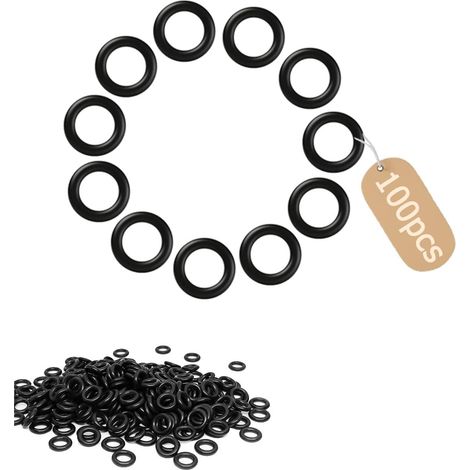 100 Pièces Joint Torique NBR70, 9x6mm Joints Toriques d'étanchéité en Caoutchouc, Métrique O Ring Nitrile pour Plomberie, Robinet, Evier Cuisine, Douche, Pompe, Roulement, Véhicule(Noir)
