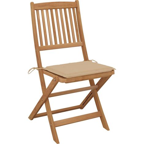 Maison Exclusive - Sedie da Giardino Pieghevoli 4 pz con Cuscini Massello Acacia