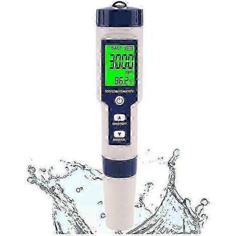 Testeur de sel pour piscine, salinomètre numérique haute précision 5 en 1, compatible avec l'eau, IP67 W (1/5)